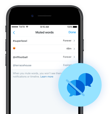 Mute words on Twitter
